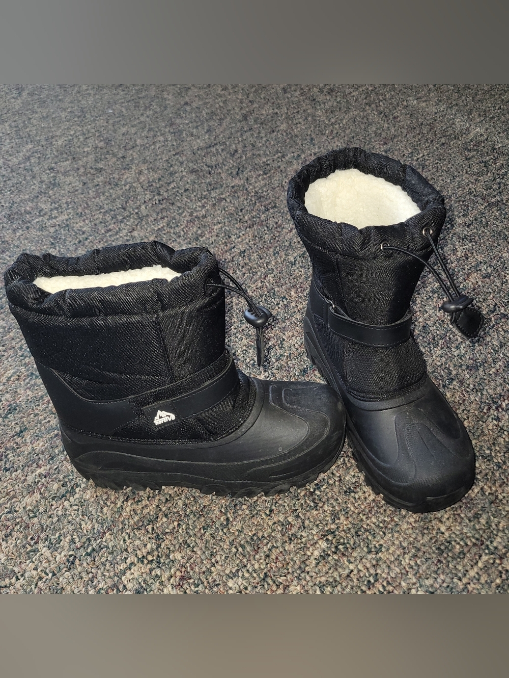 Kids' Black Winter Snow Boots with Fleece Lining